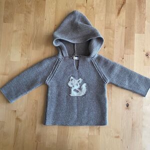 Martin Aranda Hooded Baby Knit Sweater with Fox Print